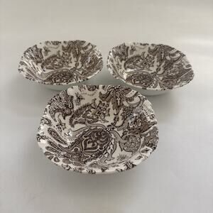 Vintage Johnson Brothers Paisley Cereal Bowsl Set of 3 Ironstone Made in England